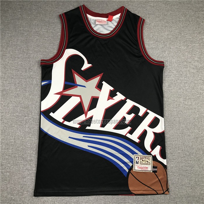 Camiseta Philadelphia 76ers Allen Iverson NO 3 Mitchell & Ness Big Face Negro